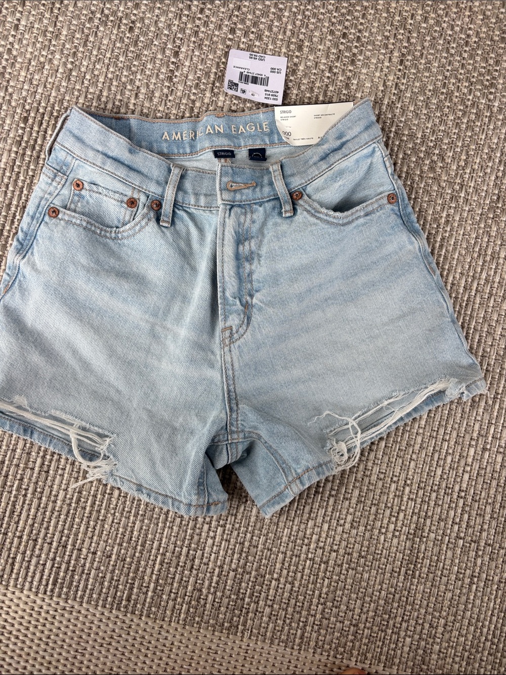 American Eagle Outfitters Light Wash High-Rise Distressed Jean Shorts